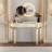 47" Half-Moon Mirrored Console Table With Fluted Glass & Crystal Knob Drawer - Silver Entryway Vanity Desk For Bedroom/Dressing Room(Gold+Sliver)-811205920