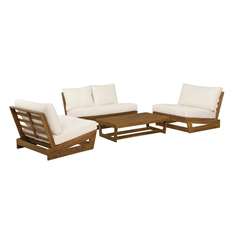 Ensemble 4 pièces Adren Dennet Fishbein, Coussin blanc/ Cadre brun