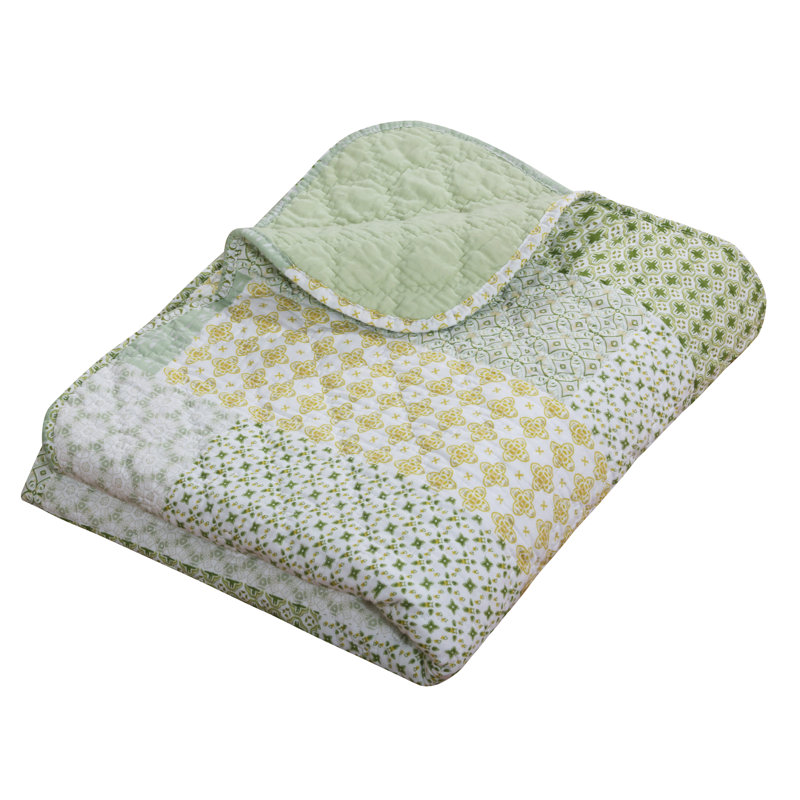 Juniper Geometric Patchwork Quilted Cotton Throw Blanket