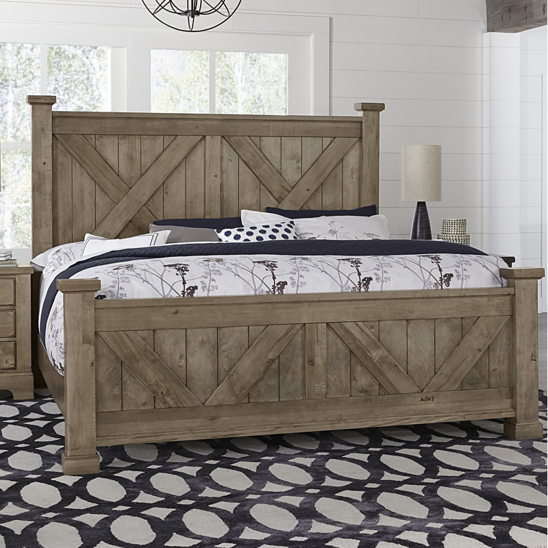 Grewitz Solid Wood Standard Bed, Stone Gray, Queen