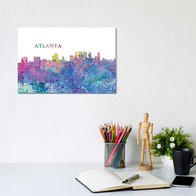 Atlanta Georgia Skyline Impressionistic Splash by Markus & Martina Bleichner - Wrapped Canvas Print