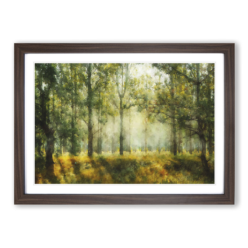 View of the Forest in the Spring - Picture Frame Painting Print on MDF, Walnut Framed, 45cm H x 63cm W x 2cm D