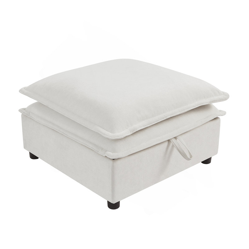 Double-Layer Cushion Modern Large U-Shaped Modular Sofa, Freely Combinable 6-Seater with Storage Function, Beige Polyester