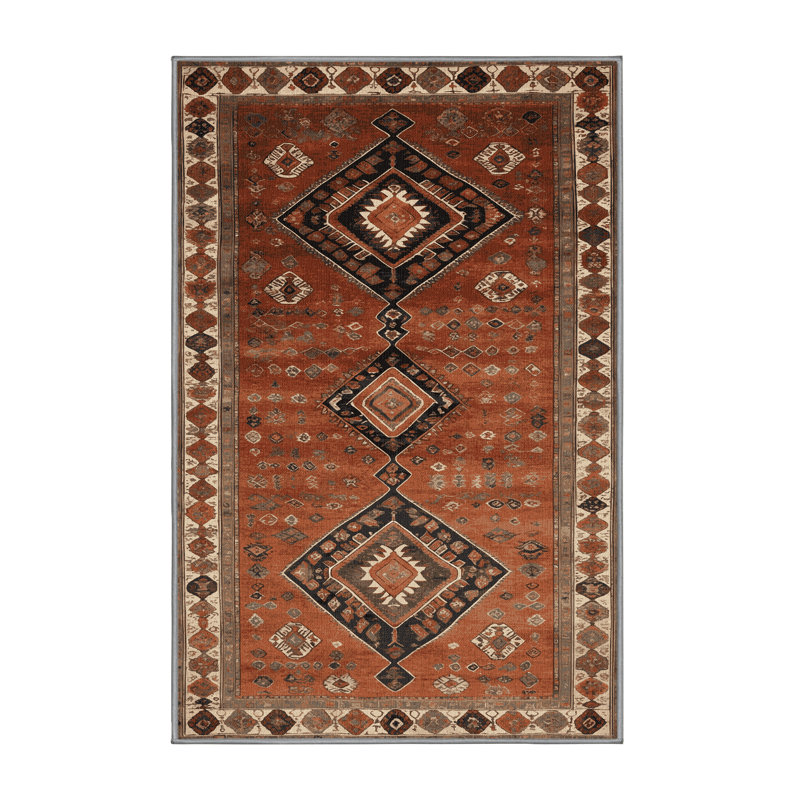 Tapis brun lavable à la machine, Rectangle 7 pi x 9 pi