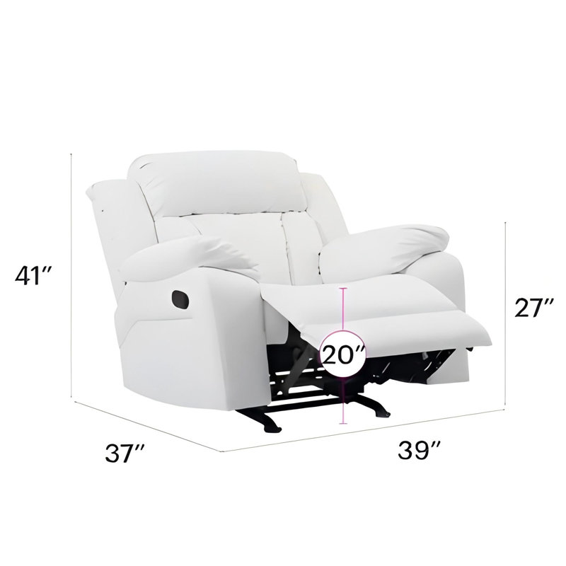 Elegant White Recliner With Padded Arms, White
