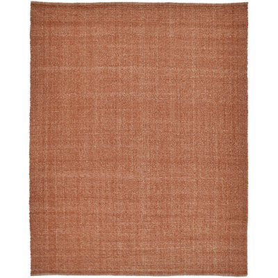 Rectangle Fleurette Solid Color Hand Loomed Polyester Area Rug in Orange