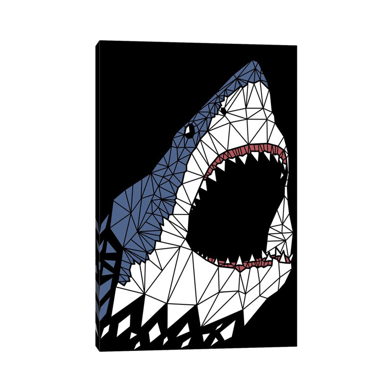 Geometric Great Shark by Alberto Perez - Wrapped Canvas Print, 101.6 cm H x 66.04 cm W x 1.91 cm D