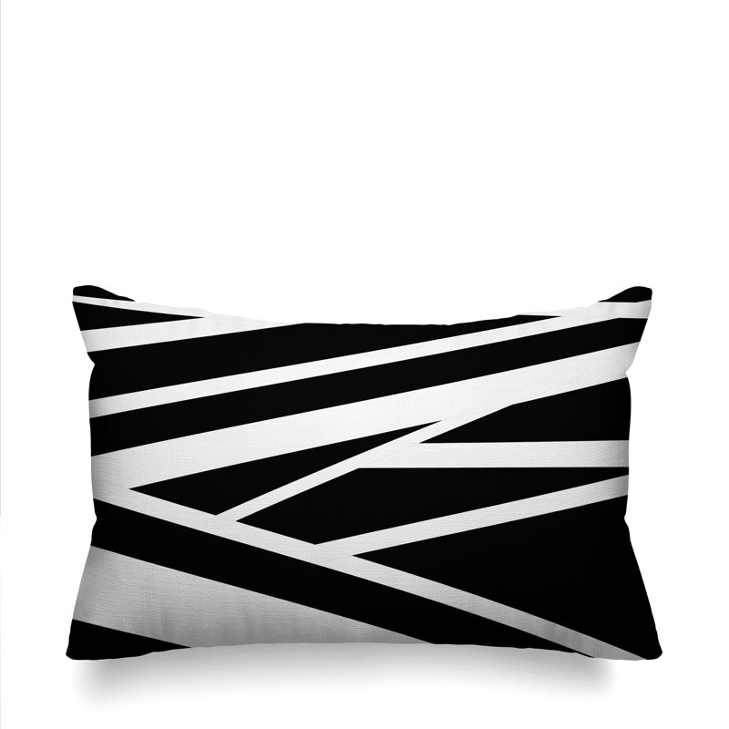 Coussin décoratif intérieur / extérieur Winslow, Noir, Rectangulaire H 20 po x l 14 po