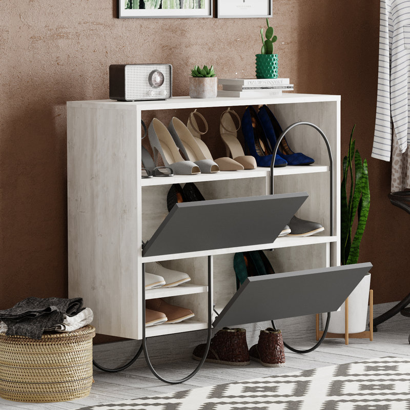 12 Pair Shoe Rack, Ancient White/Anthracite