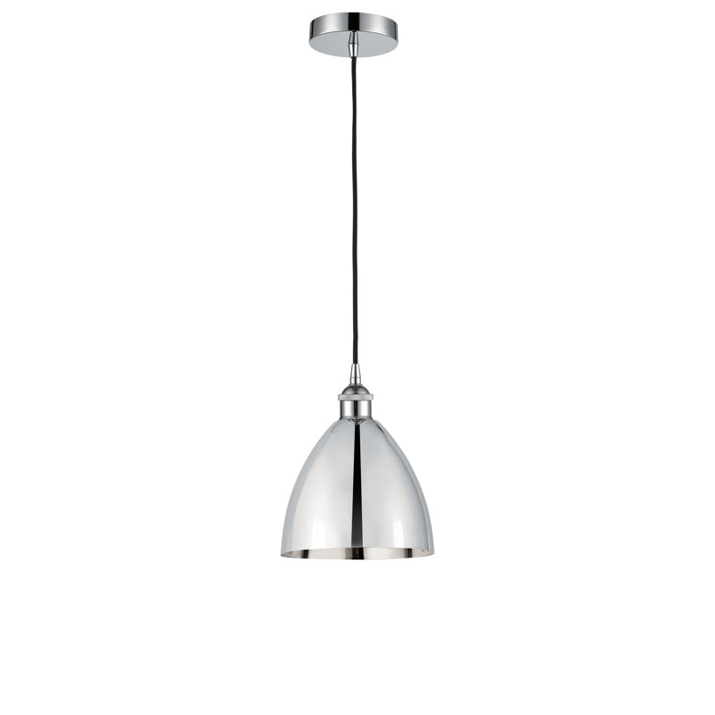 Luminaire suspendu conique 1 lumière, Chrome poli, Chrome poli, 11.25" H x 7.5" W x 7.5" D