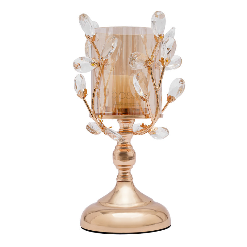 Candle Holder with Glass Shade for Home Decor