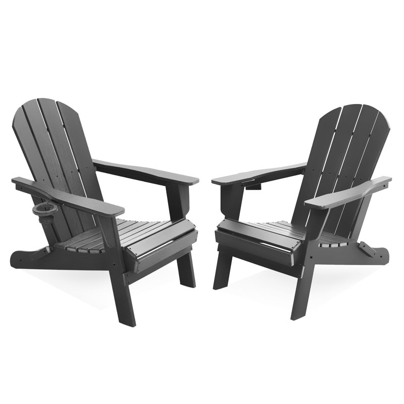 Chaises Adirondack pliantes en résine (ensemble de 2), Gris