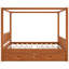 King Size Wooden Canopy Bed with Storage Drawers, Stylish Natural Finish-284187888-284187889