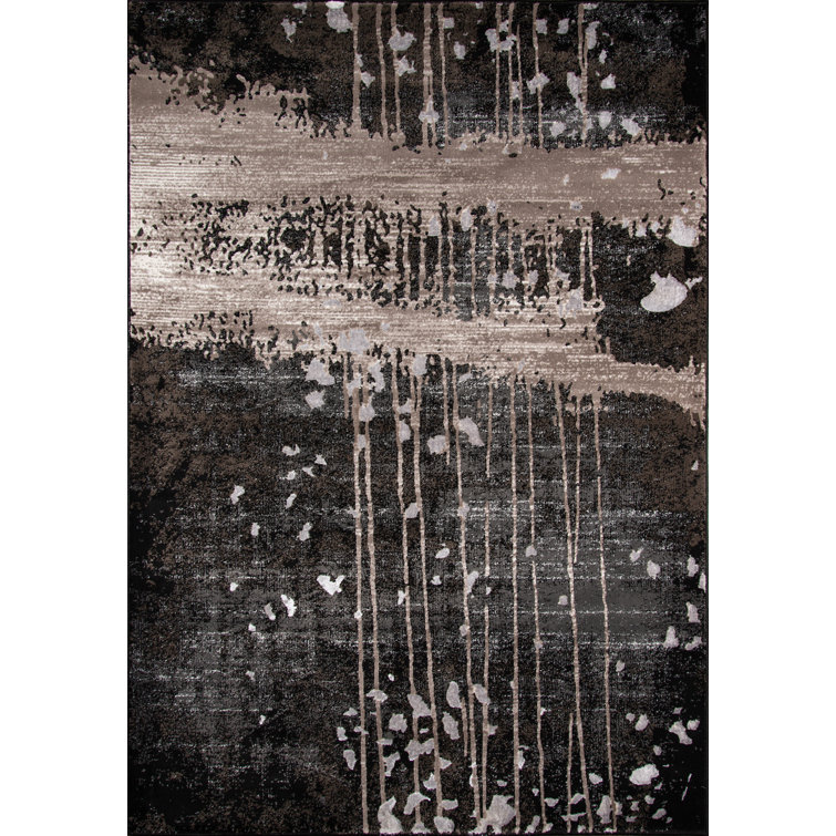 Tapis gris anthracite/ beige tissé à la machine Floreat