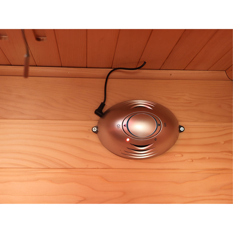 1 to 2 Person Hemlock Wood Low EMF FAR Infrared Sauna For Home with LED Control Panel and Tempered Glass Door