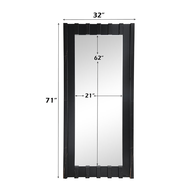 Glass Frame and Wood Frame Rectangle Leaning Mirror