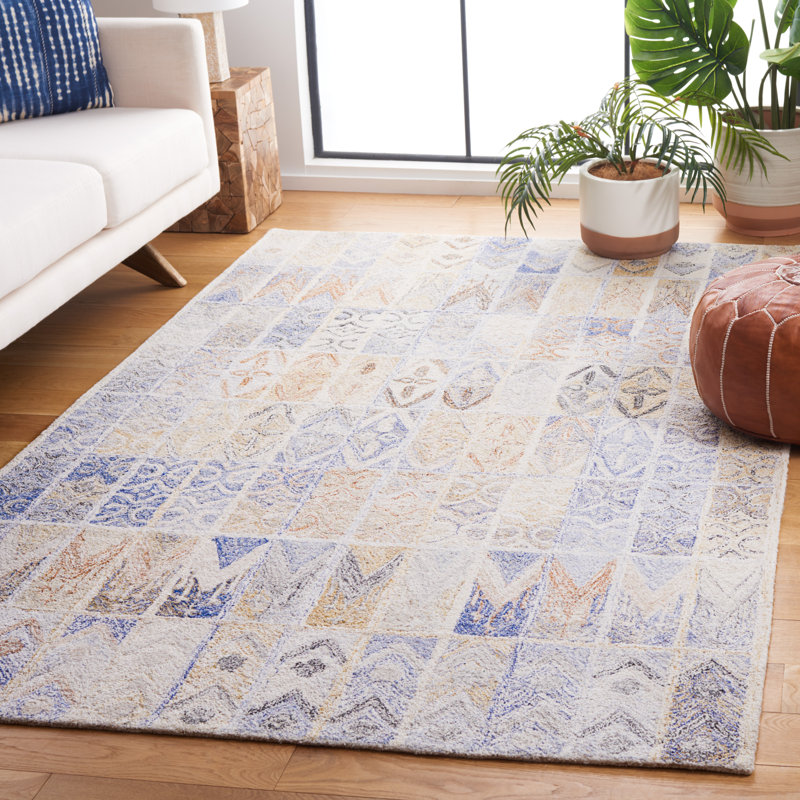 Tapis géométrique touffeté à la main Melica, Rectangle 6 pi x 9 pi