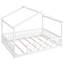 Structure de lit pleine grandeur avec clôture pour les adolescents - Pinewood, blanc, crée un espace confortable pour dormir et jouer-1099231609-1099231608
