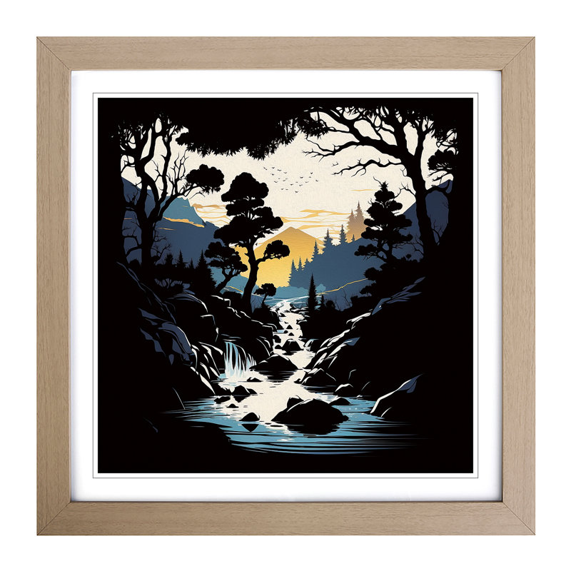 Stream Silhouette No.1 - Framed Print, Oak