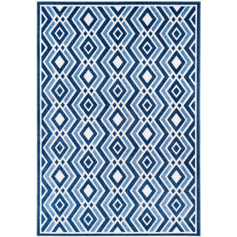 Tapis intérieur / extérieur bleu Woodford, Rectangle 5 pi 3 po x 7 pi 7 po