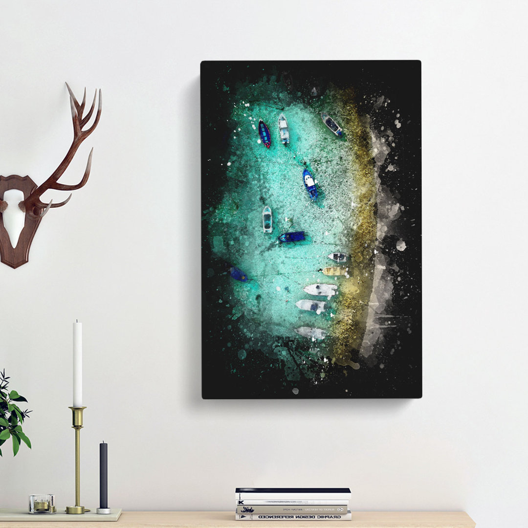 Aerial View of Boats - Wrapped Canvas