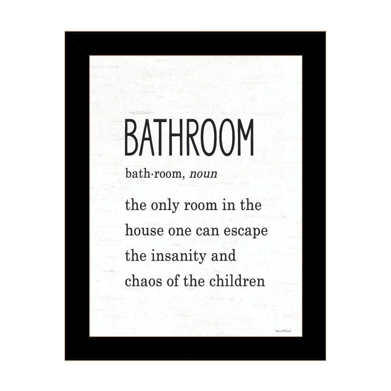 Art mural encadré pour salle de bain, L 14 po x H 18 po, Cadre noir