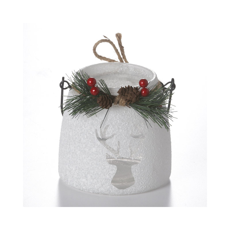 Petit porte-photophore en verre cerf