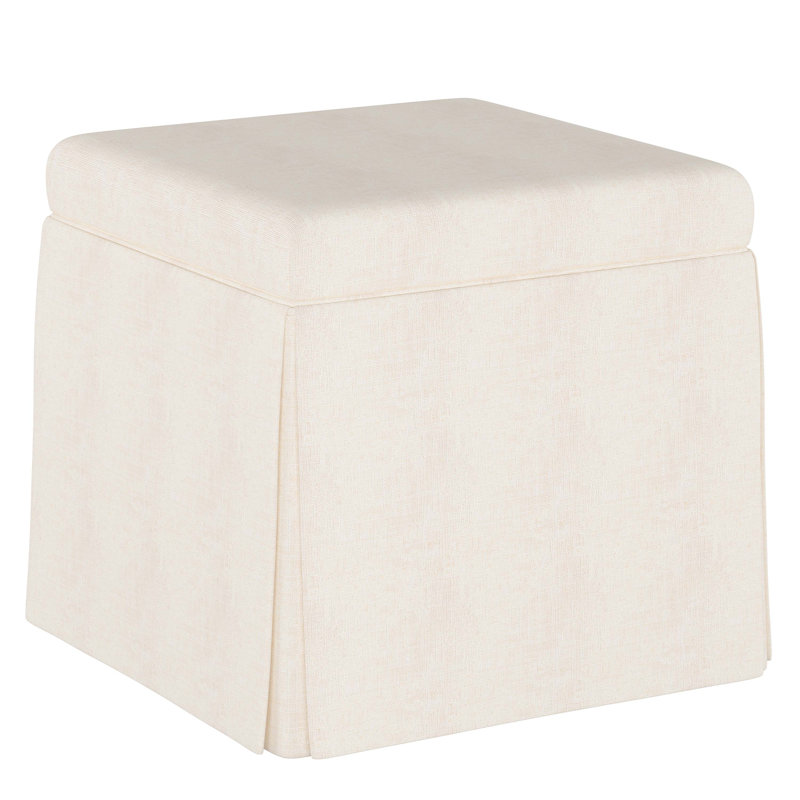 Bash Upholstered Storage Ottoman, Zuma White Textured Linen