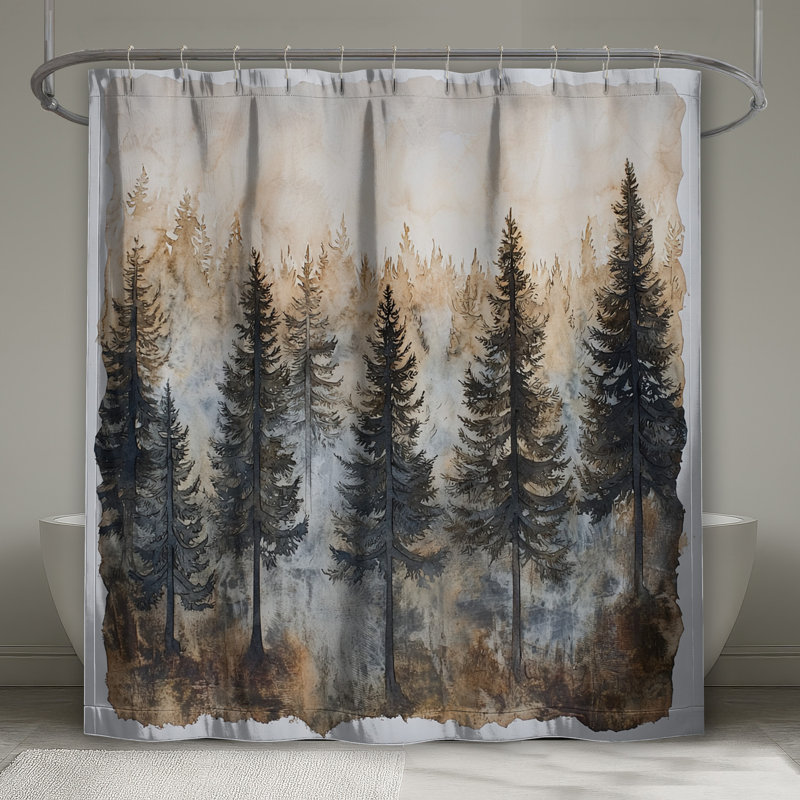 Misty Forest Landscape Shower Curtains Extra Long, L 70 po x H 84 po