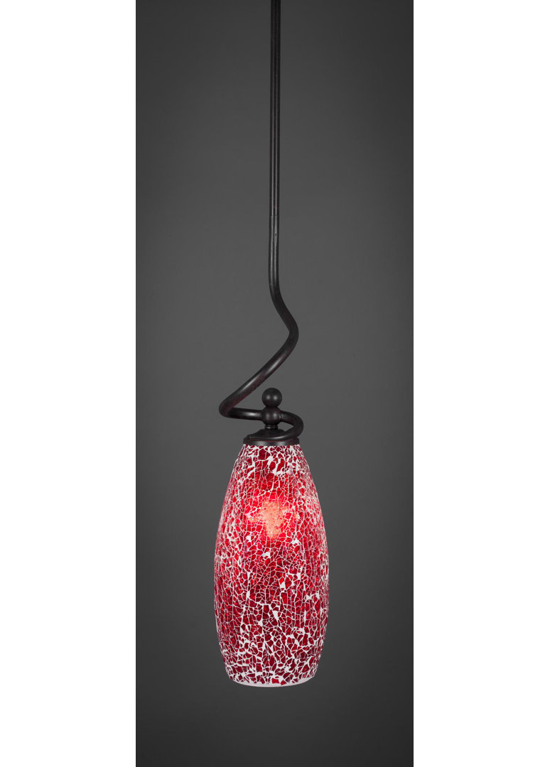 Skypark Stem Hung Mini Pendant Shown In Dark Granite Finish With 5.5" Fusion Glass Winston Porter Shade 