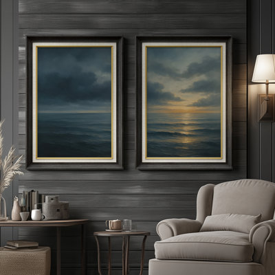 «Coastal Ocean Landscape Wall Prints for Living Room», ensemble de 2 reproductions d'art mural encadrées de qualité supérieure sur papier 26 po x 36 po