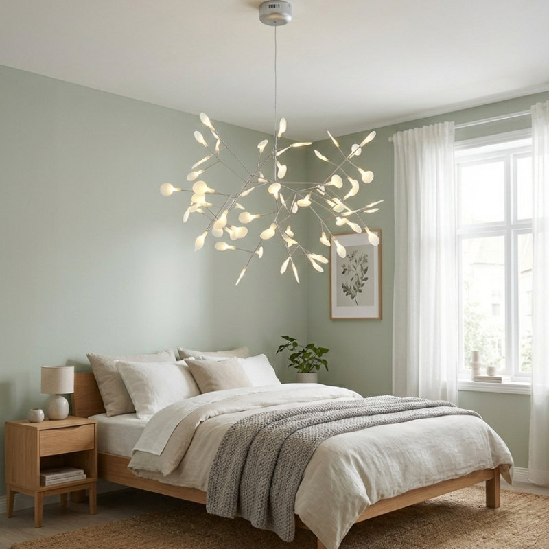 Lustre 63 lumières DEL en métal argenté