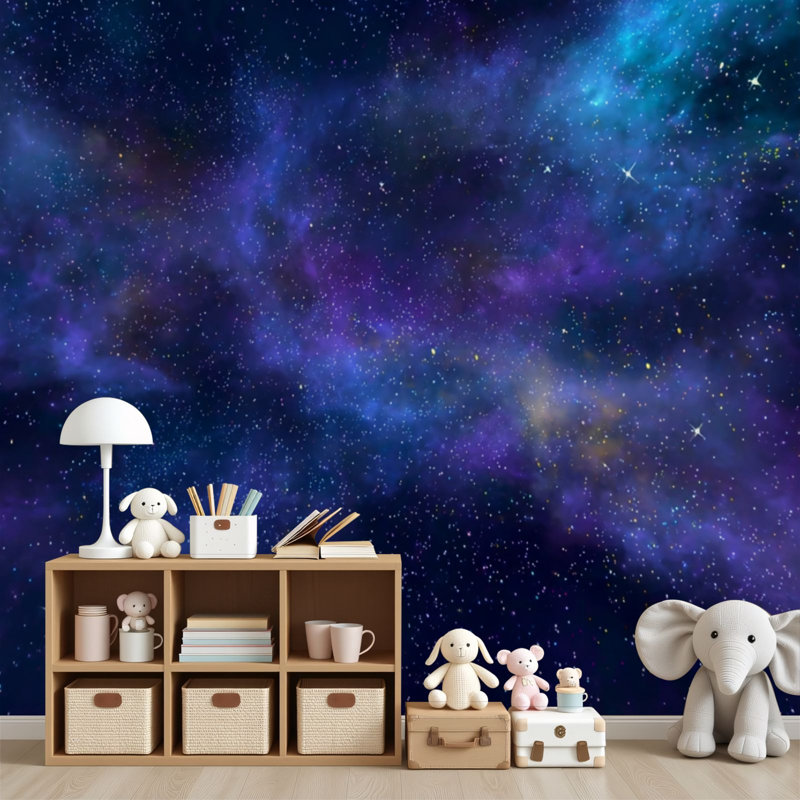 Papier peint adhésif autocollant Galaxy Outer Space, L 96 po x l 69 po