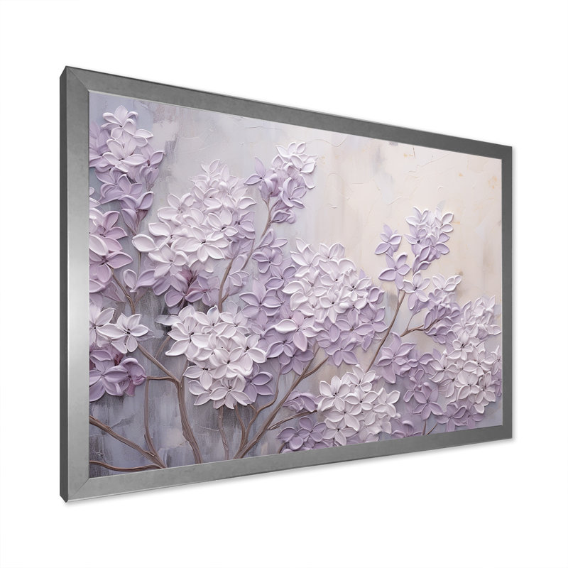 Blooming Lilac Melody I - Lilacs, art mural encadré, H 24 po x l 32 po, Cadre photo unique, Doré