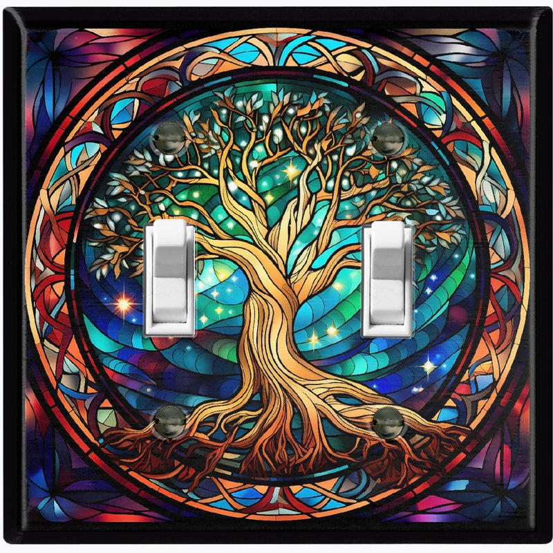 Christmas Festive Tree Lights 2 - Gang Toggle Light Switch Standard Wall Plate
