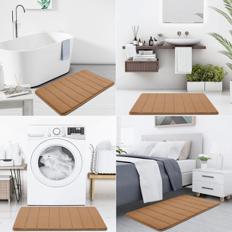 Navaiah Premium Memory Foam Bath Mat - Ultra Soft, Absorbent, Anti-Skid and Machine-Washable, 50cm x 80cm, Beige