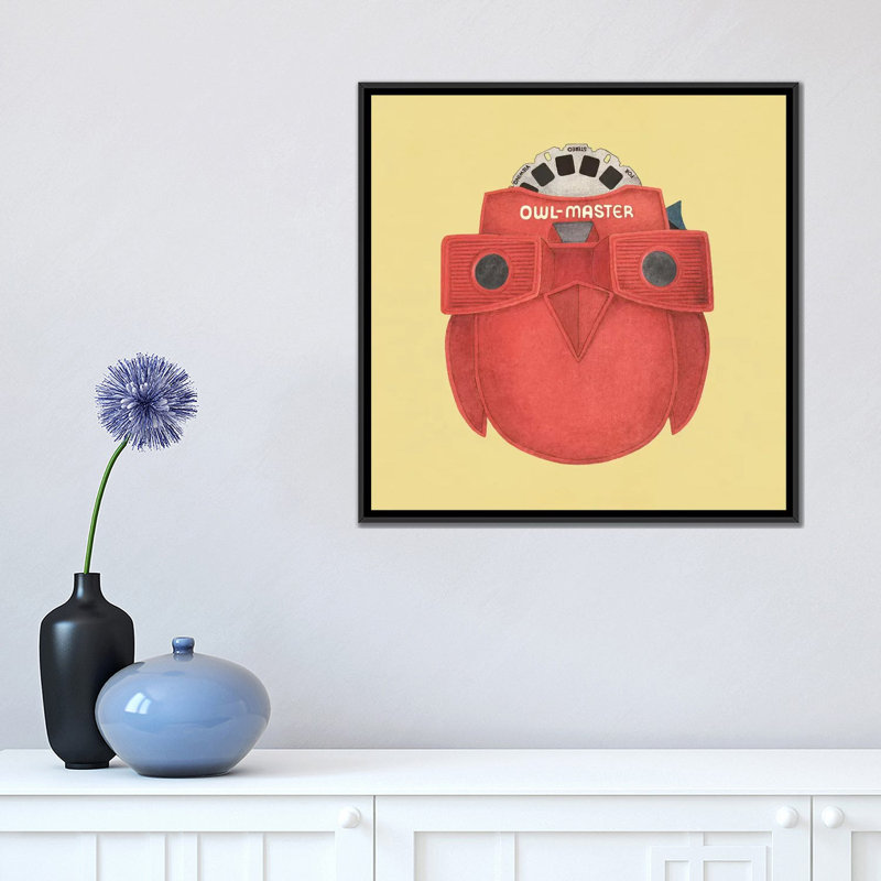 « hibou master », reproduction d’impression sur toile, H 18 po x l 18 po x P 1,5 po, Toile encadrée noire, Pas de tapis