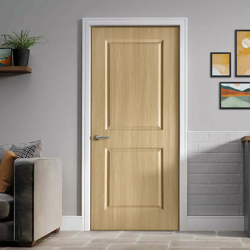 2 Panel Hollow Core Oak Finished PVC Composite Interior Door Slab, 30" x 80"