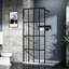 Grande porte de douche de 72 po de largeur, 34 po de largeur, noir, verre trempé, barre supérieure résistante 34 po x 72 po, cadre en aluminium noir, verre sécuritaire