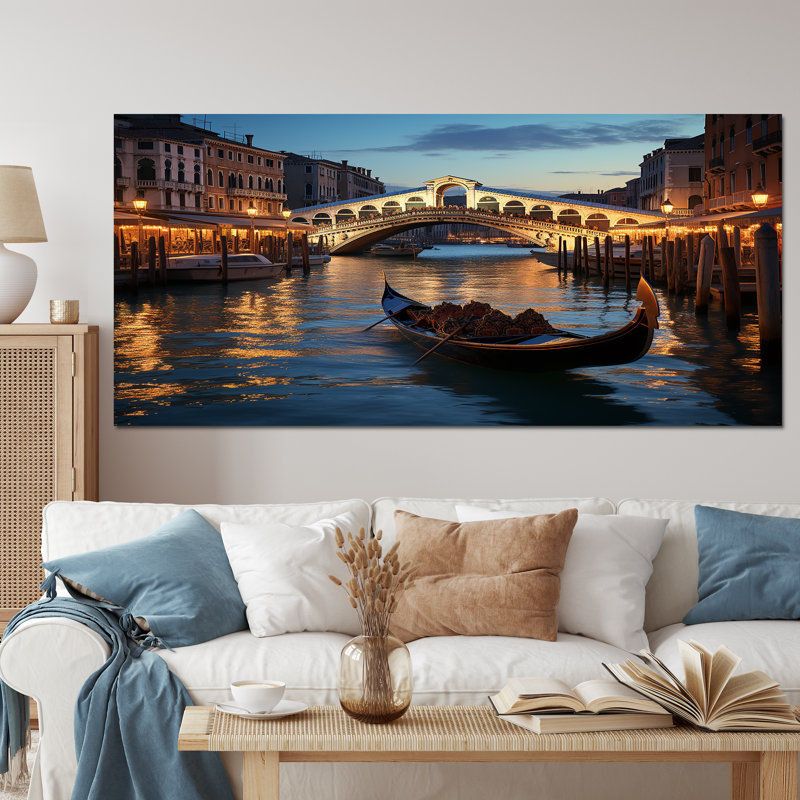 Italie, pont du Rialto Ponte II - Italie, art mural, Toile tendue, H 28 po x l 60 po x P 1,5 po