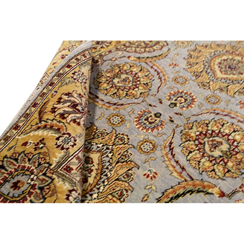 Manchuria Hand-Knotted Wool Oriental Area Rug in Yellow/Gray/Red
