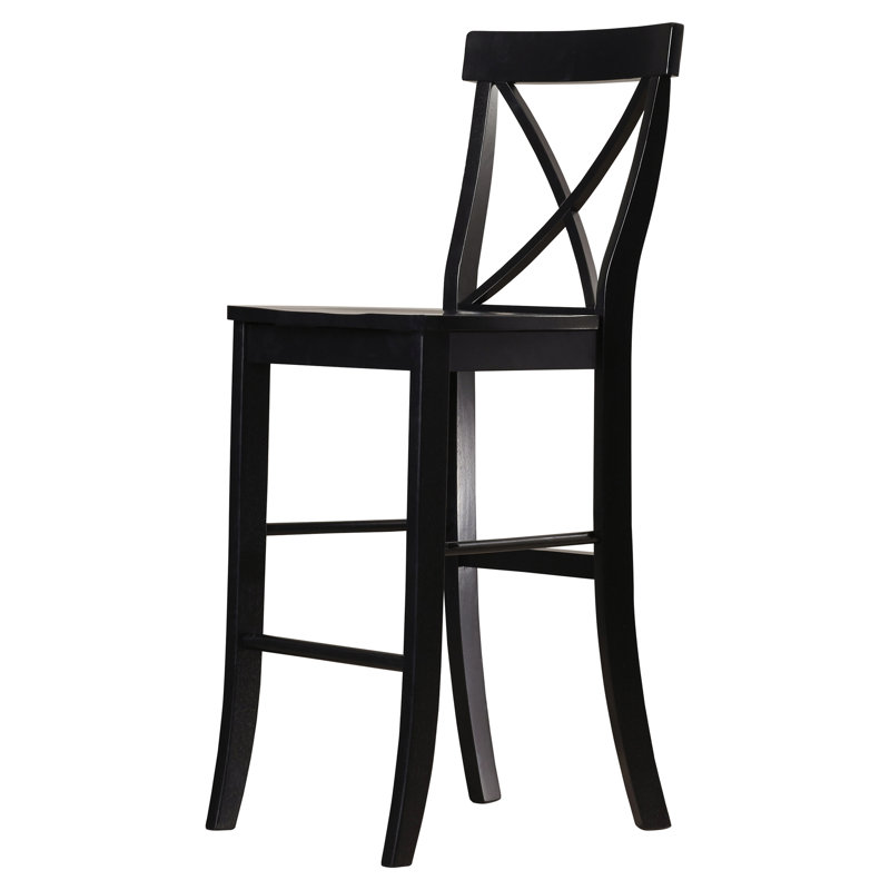 Tabouret de bar en bois massif Guzik, Noir, Tabouret de bar (siège d'une hauteur de 29 po)