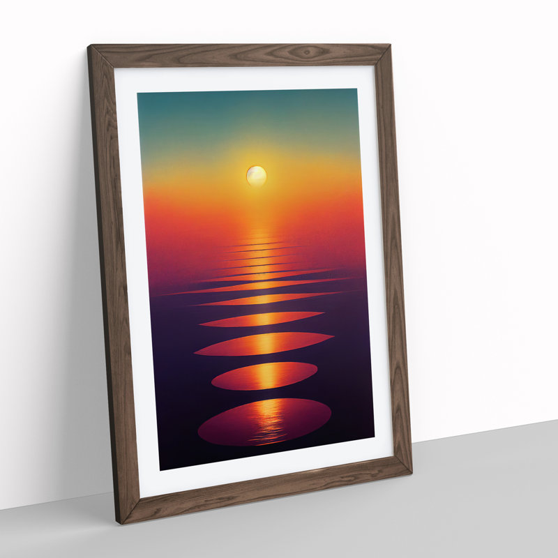 Epic Sunset View - Single Picture Frame Print, 46cm H x 34cm W x 2cm D, Walnut