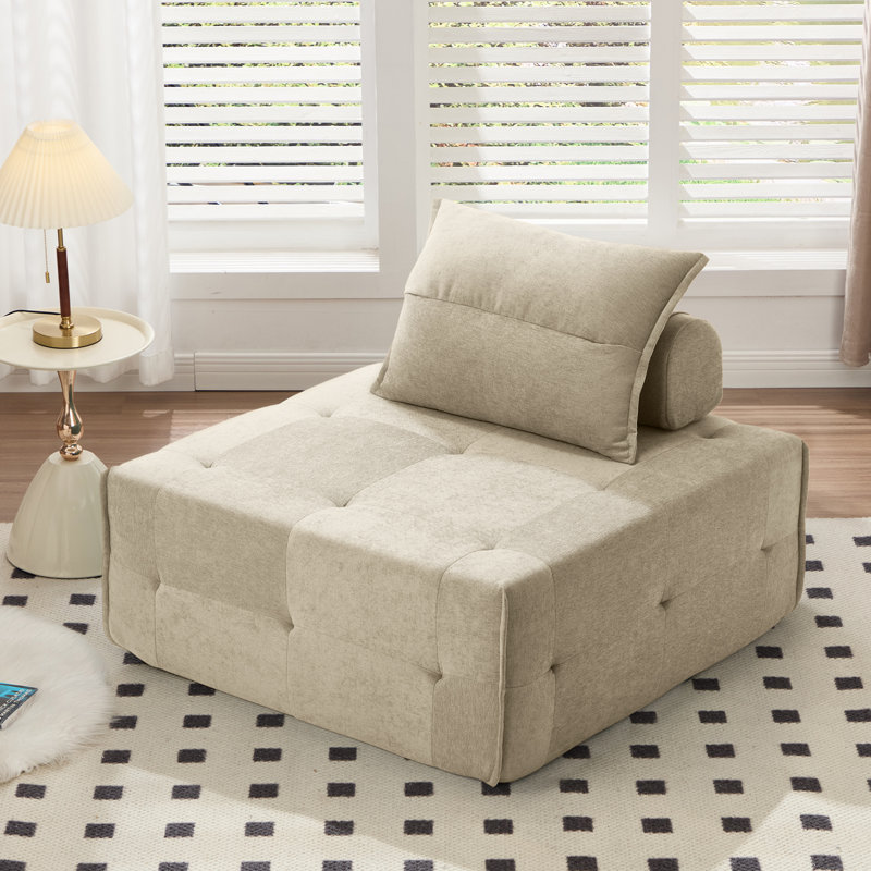 Mid-Century Armless Accent Chair,Modern Fabric Armchair with Pillow for Living Room,bedroom,500LBS No assembly Required Sofa Chair