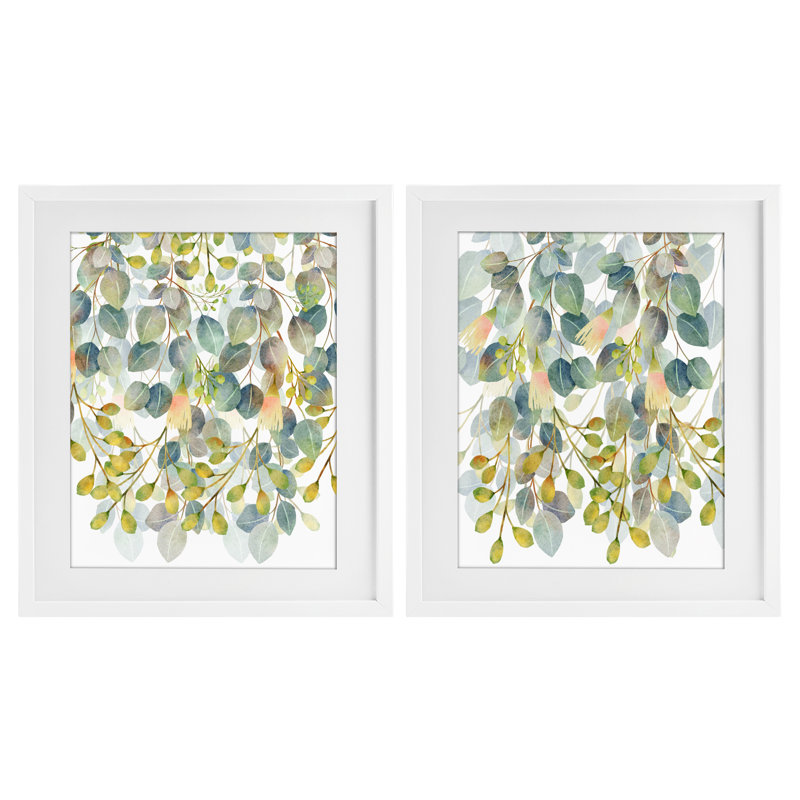 Layered Ivy Hanging Botanicals, ensemble de 2 reproductions encadrées sous verre encadrées, design par Marcus Prime