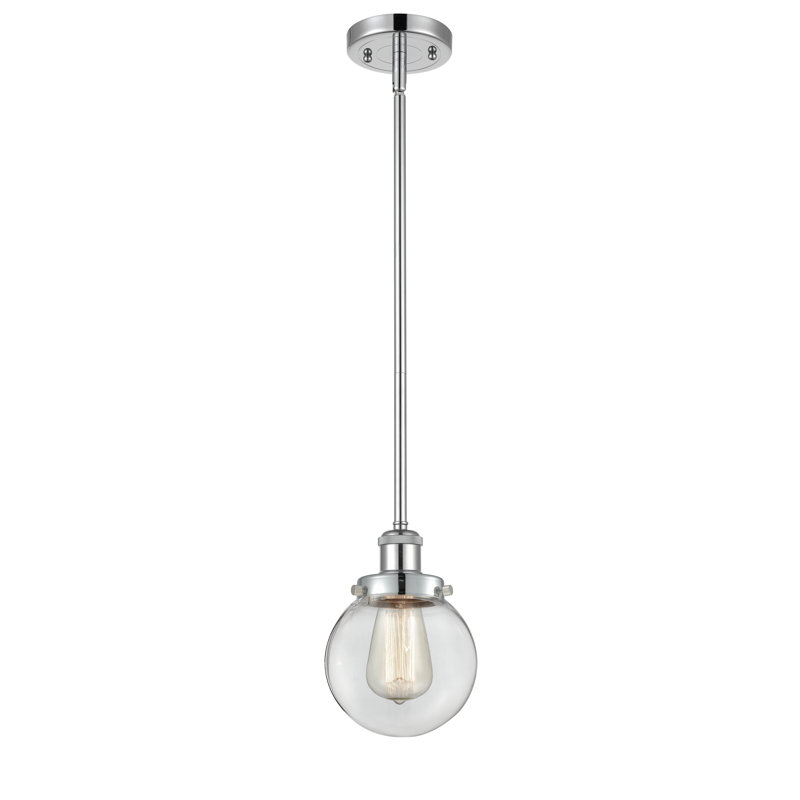 Luminaire suspendu sphère 1 lumière Chippewa, Ampoule non incluse, Transparent, Chrome poli