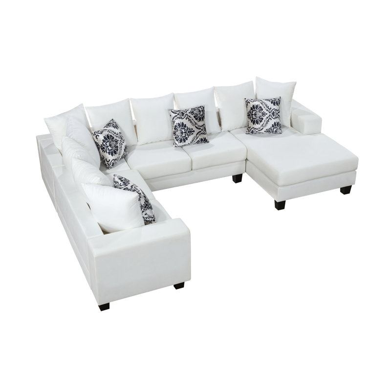 Canapé modulaire 4 pièces 4 pièces, Velours blanc