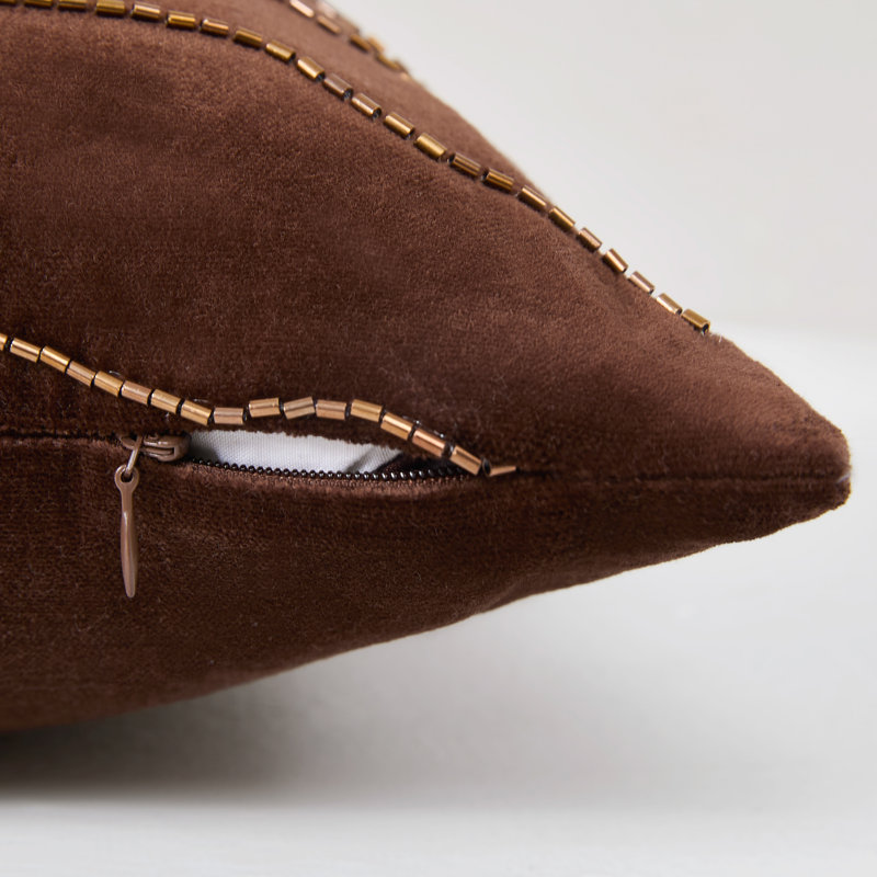 Housse de coussin en coton Roots, Brun