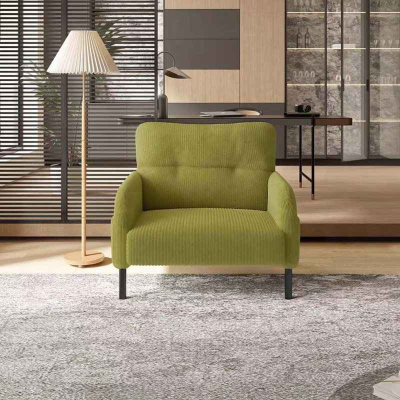 Corduroy Fabric Accent Armchair, Olive Green