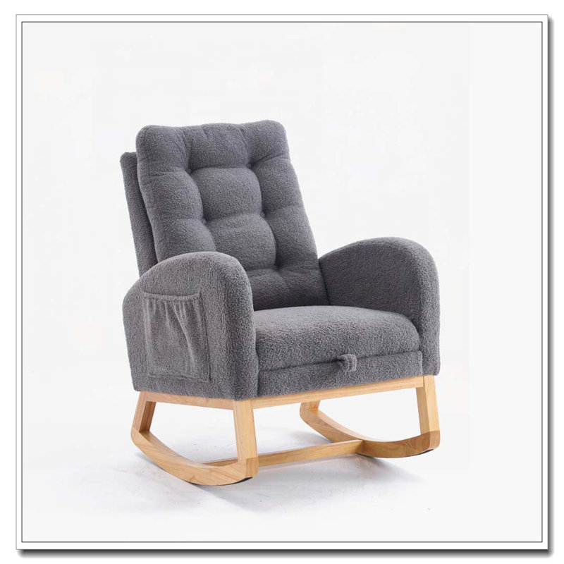 Chaise berçante avec repose-pieds à haut dossier, Gris foncé